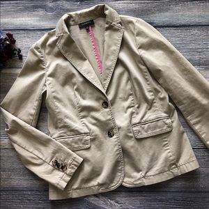 Talbots blazer double-button khaki tan sz 10